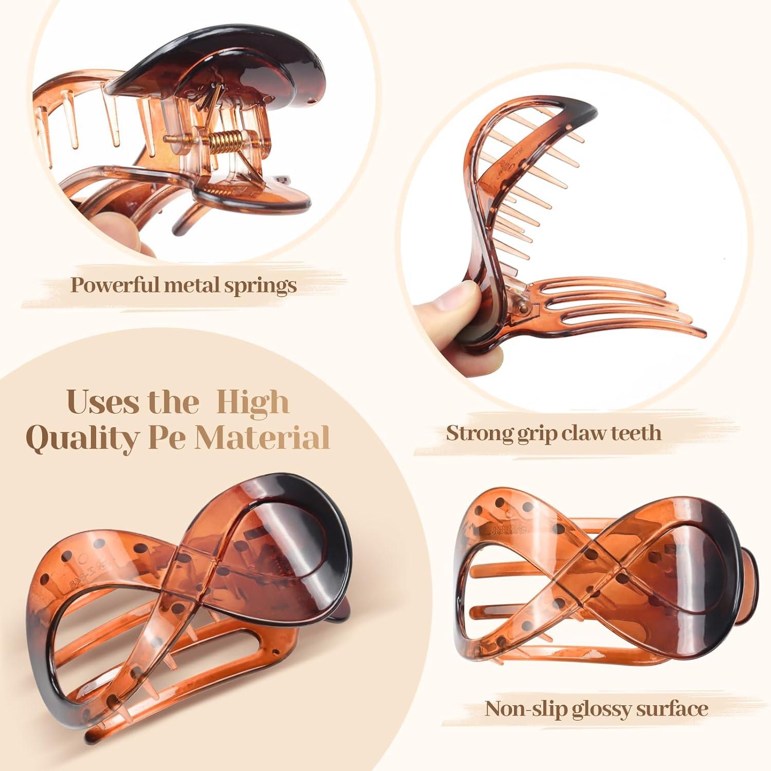 4 Stück Damen Große Haarspangen Hair Clips Rutschfest für Dickes Langes Haar