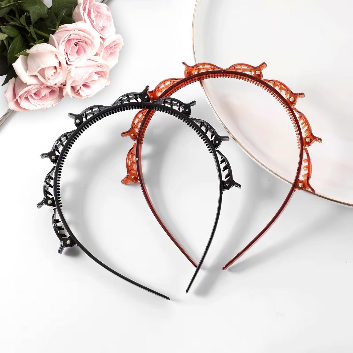 2er Set Haarreifen mit Clips, Double Bangs Hairstyle Hairpin