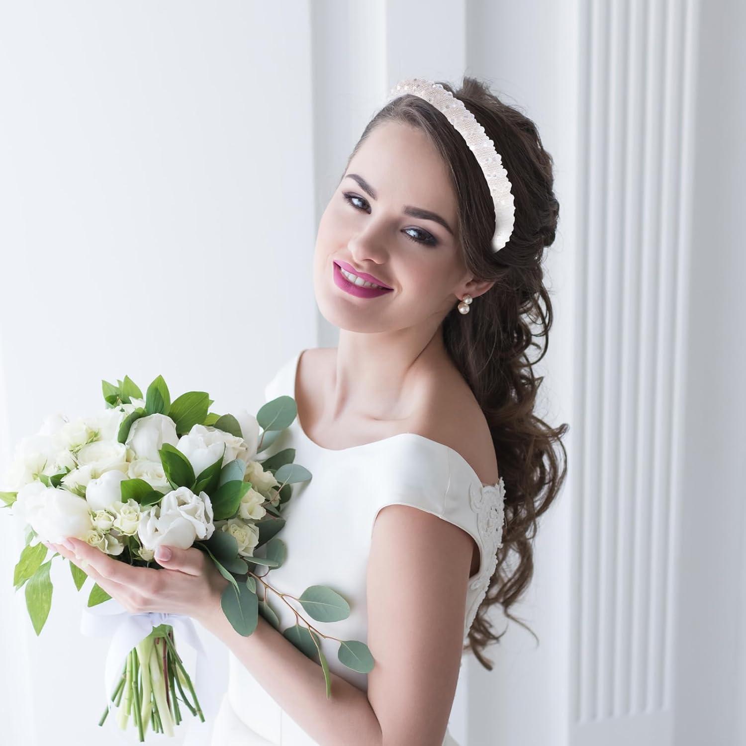 3er Set Kristallperlen Haarreif Damen Hochzeit Party Glitzer Bling