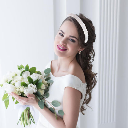 3er Set Kristallperlen Haarreif Damen Hochzeit Party Glitzer Bling