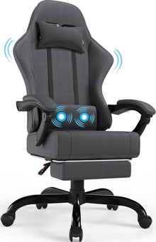 Ergonomischer Gaming Stuhl mit Massage und Fußstütze, 150kg Kapazität