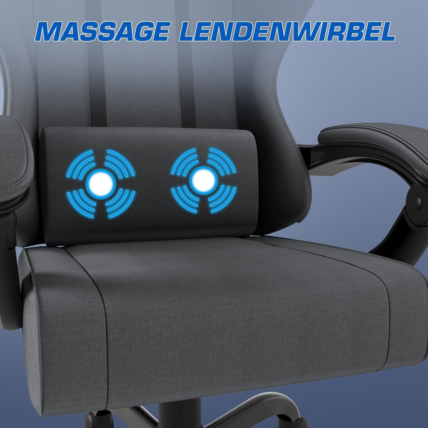 Gaming Stuhl mit Fußstütze Massage Armlehnen 150kg Kapazität