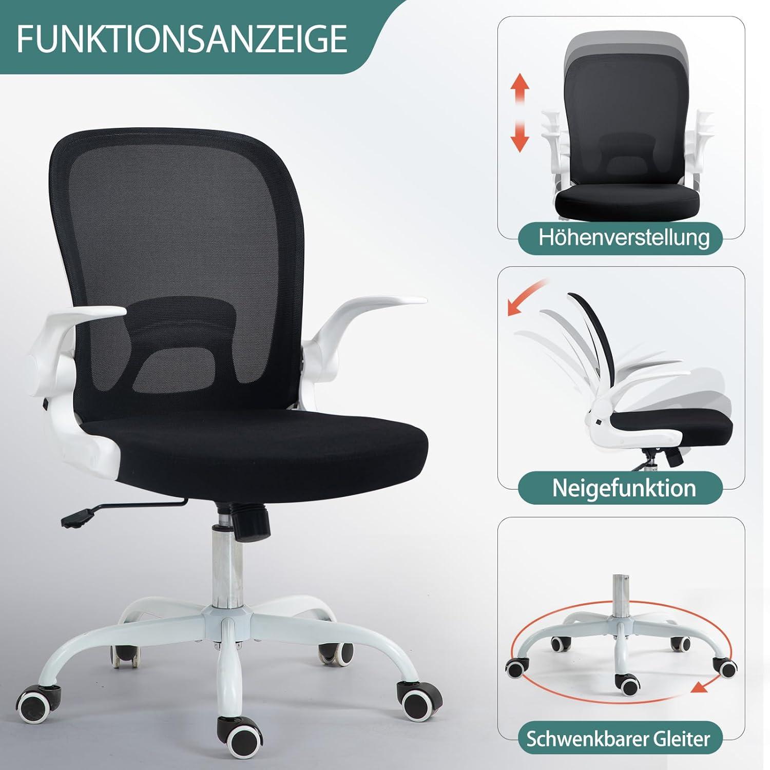 Ahua Bürostuhl ergonomisch höhenverstellbar mit klappbarer Rückenlehne