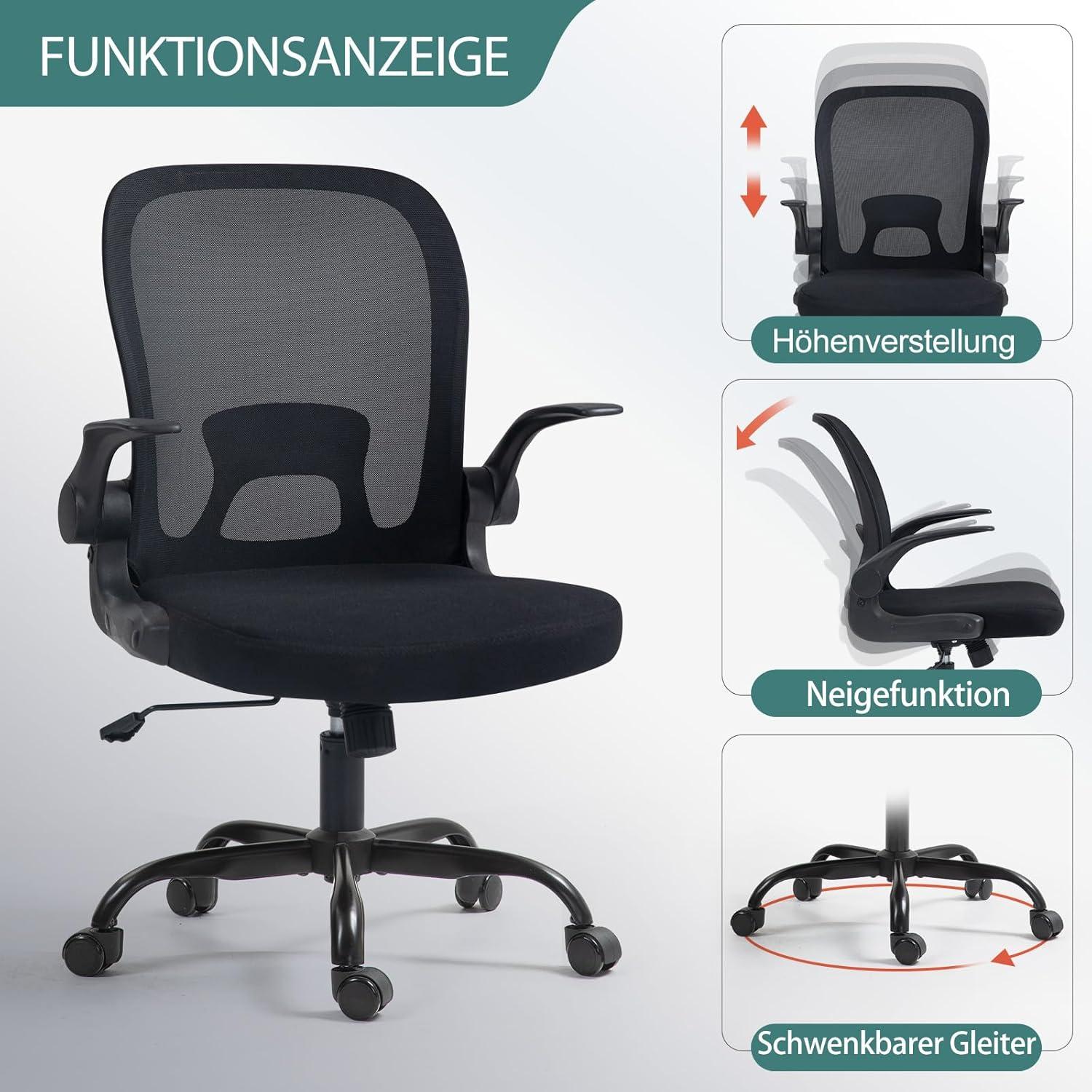 Ahua Bürostuhl ergonomisch Bürostuhl mit erhöhte Armlehne