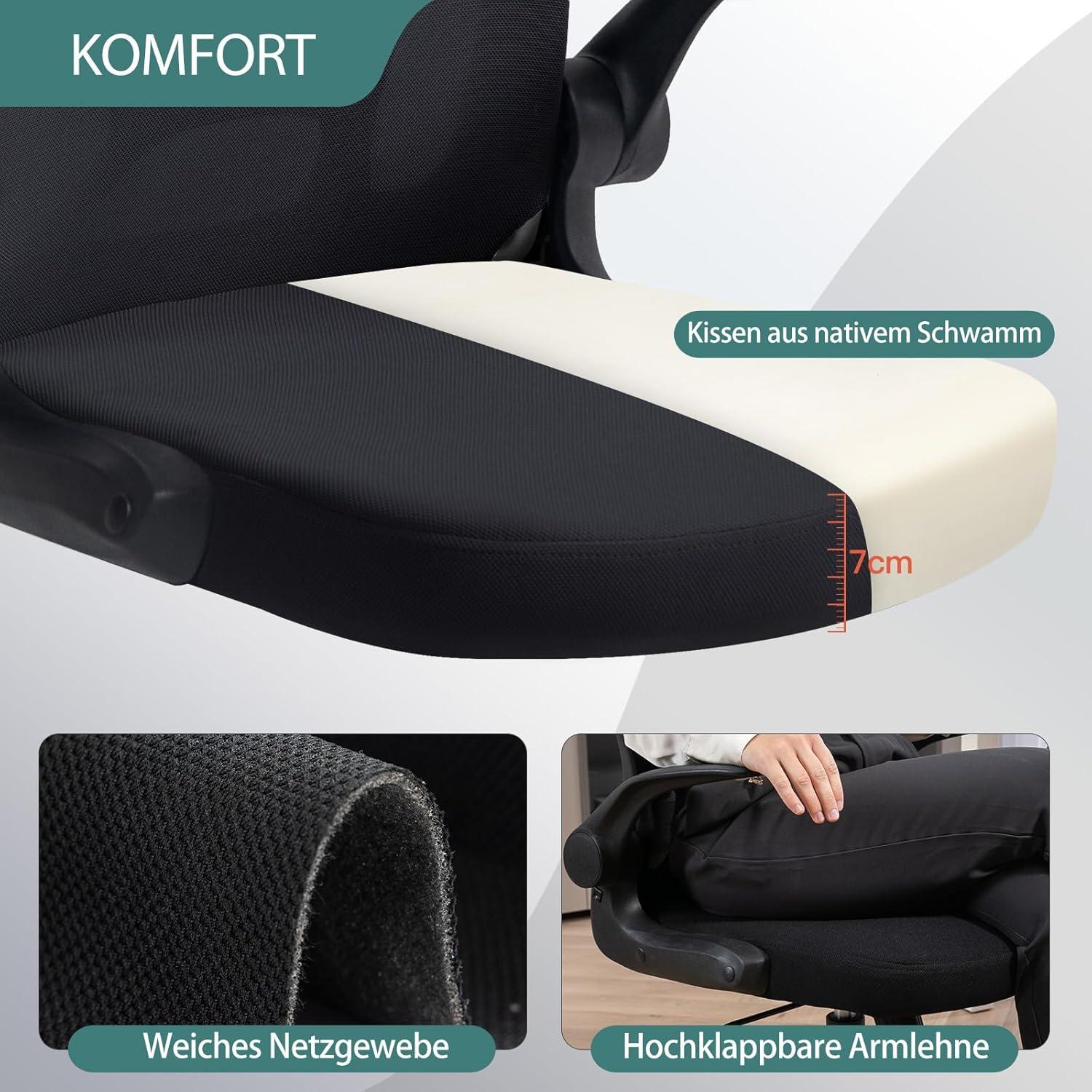 Ergonomischer Bürostuhl mit Armlehnen, einfache Montage, hochwertige Materialien