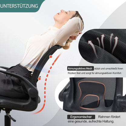 Ergonomischer Bürostuhl mit erhöhter Armlehne, einfache Montage und 2