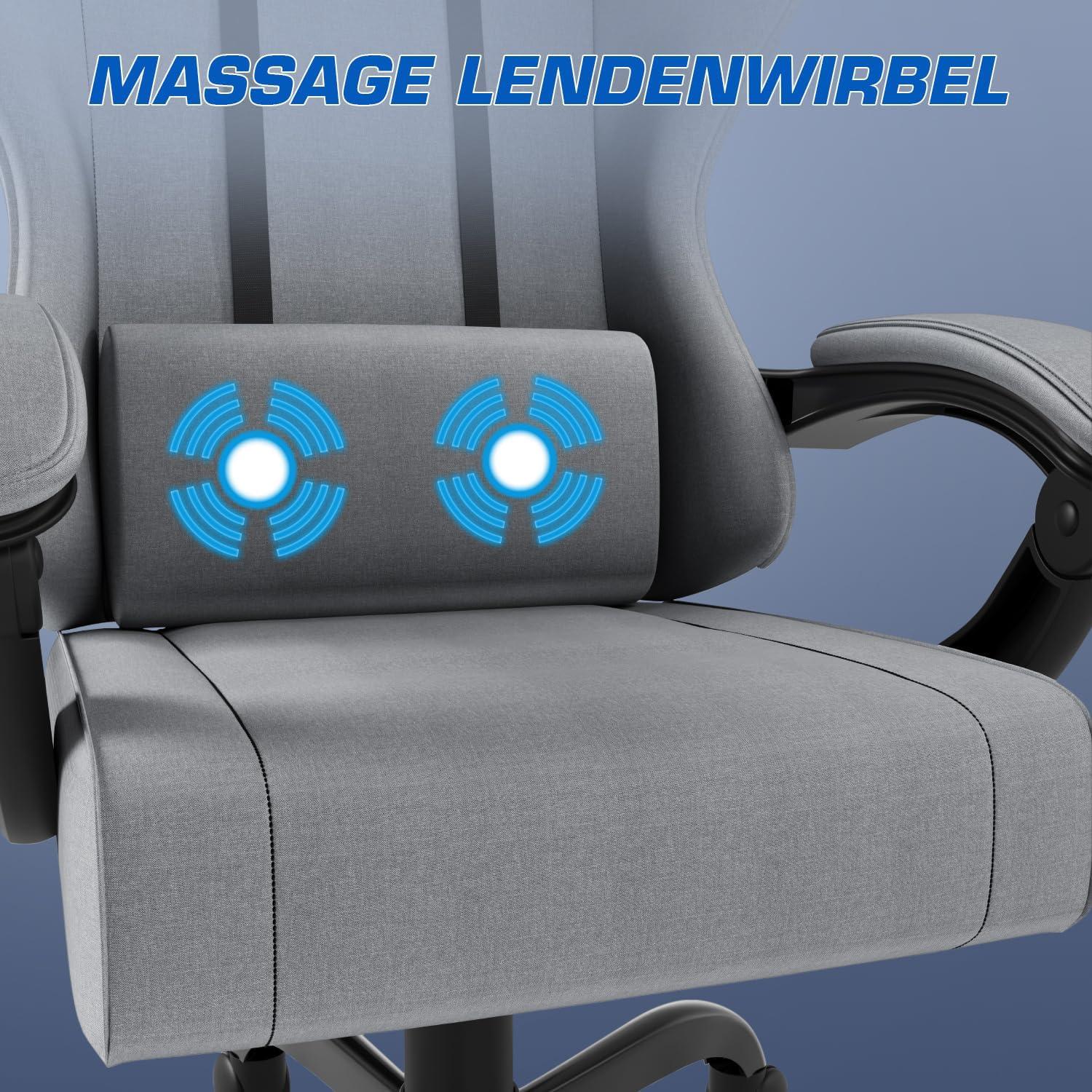 Gaming Stuhl Stoff Fußstütze Massage Bürostuhl Armlehnen 150kg