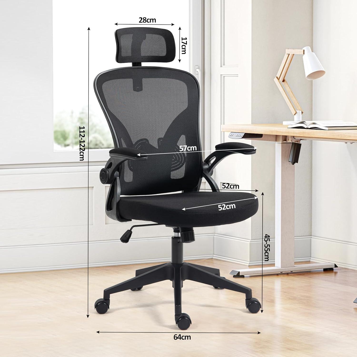 Ergonomischer Bürostuhl mit Kopfstütze und Lendenstütze