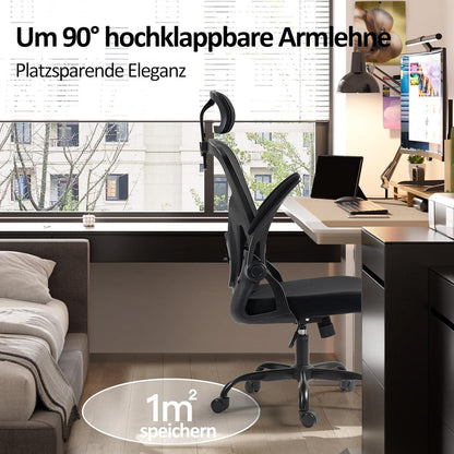 Ergonomischer Bürostuhl mit Kopfstütze und höhenverstellbarer Lendenstütze