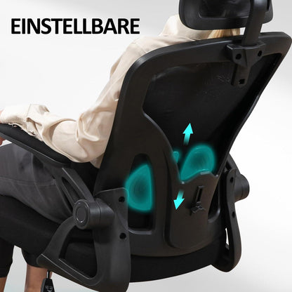 Ergonomischer Bürostuhl mit verstellbarer Kopfstütze & Lendenstütze