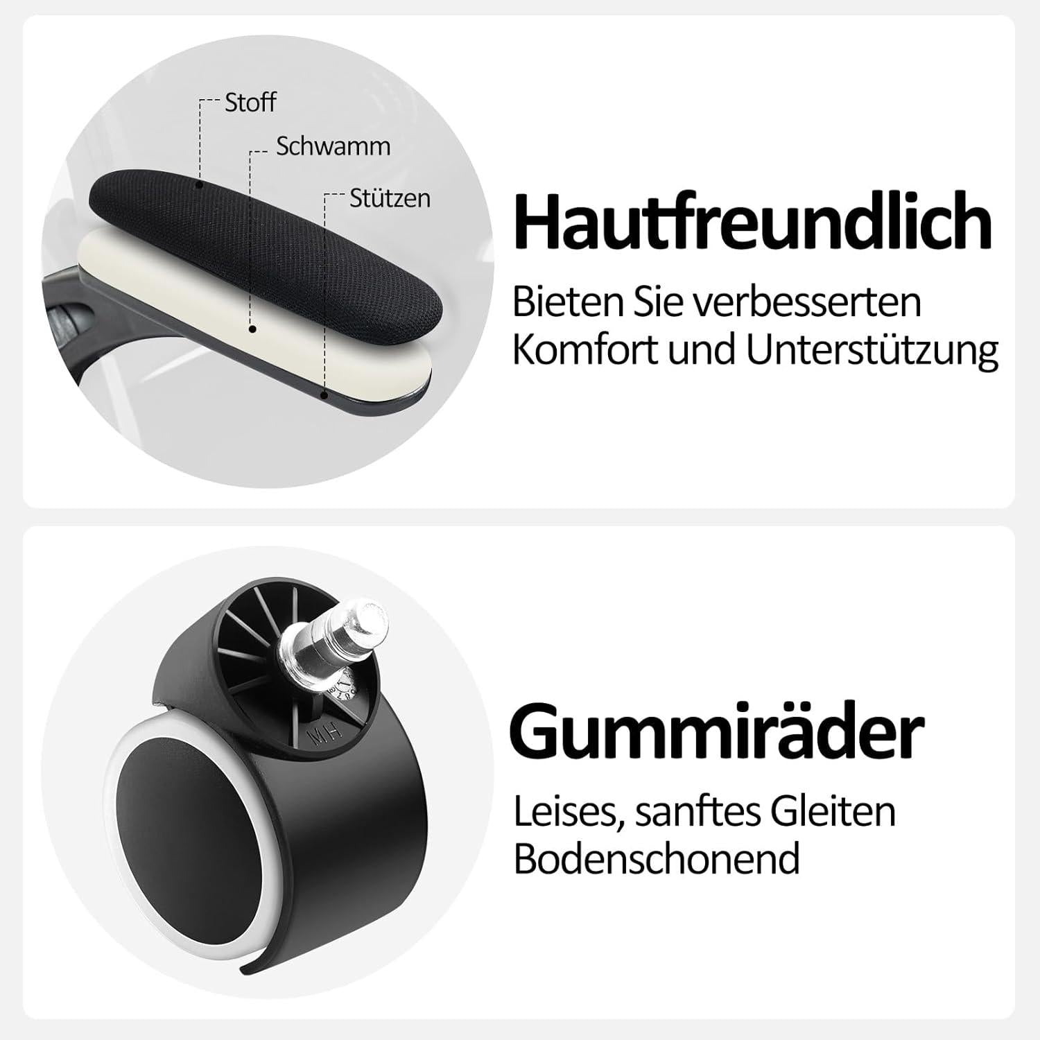 Ergonomischer Bürostuhl mit Kopfstütze und höhenverstellbarer Lendenstütze