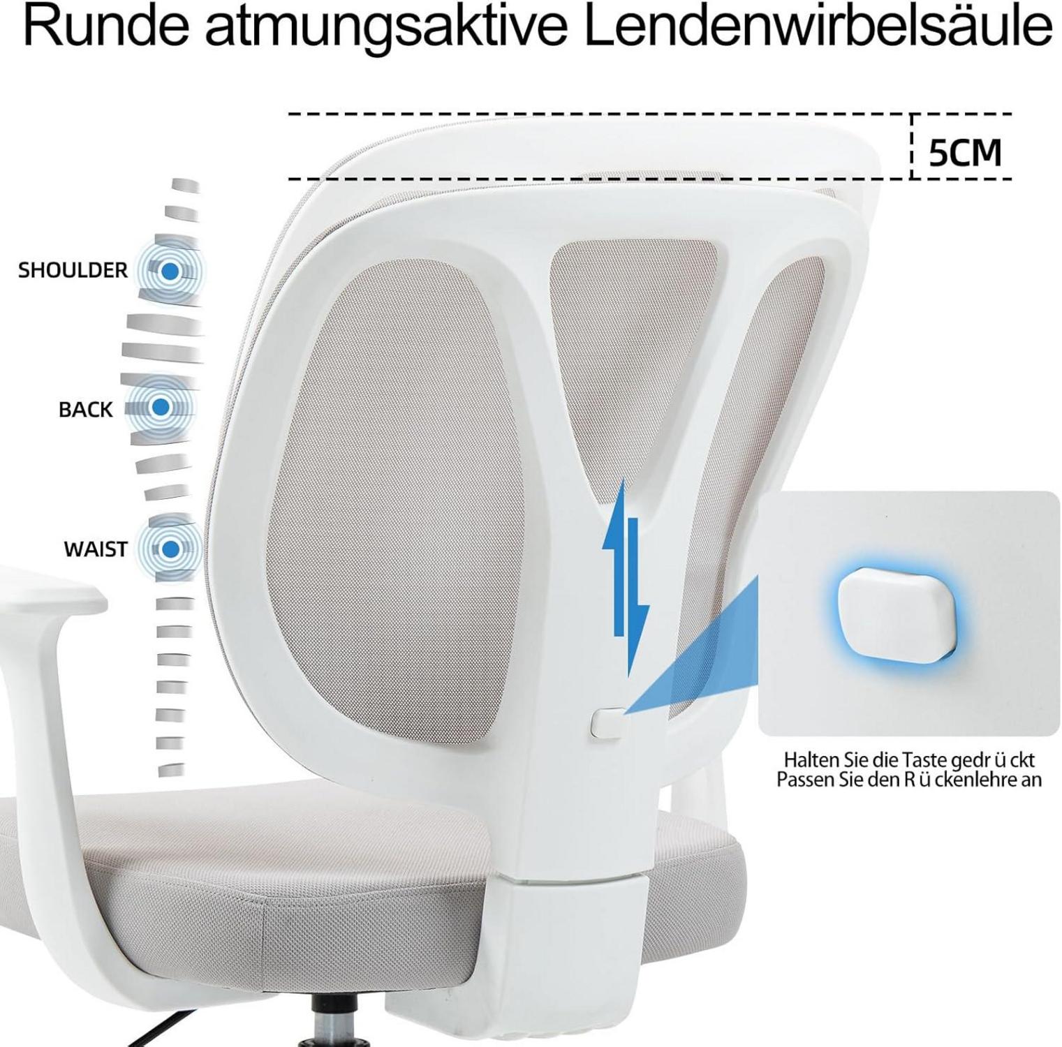 Ergonomischer Bürostuhl mit Lendenstütze, Armlehnen, Höhenverstellung