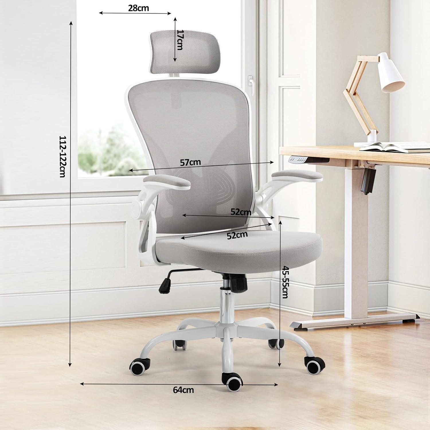 Ergonomischer Bürostuhl mit verstellbarer Kopfstütze und Lendenstütze