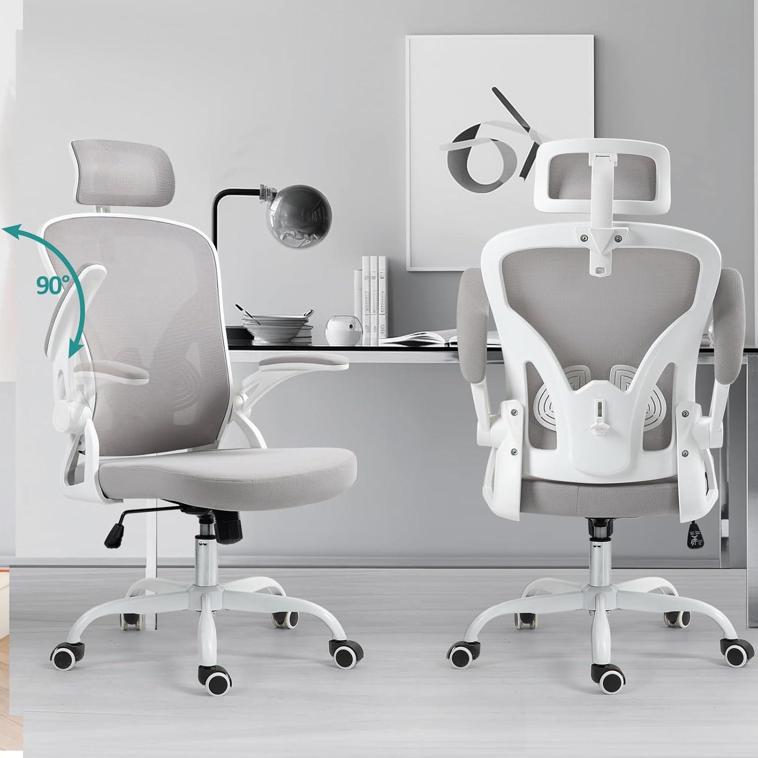 Ahua Ergonomischer Bürostuhl Verstellbarer Kopfstütze Lendenstütze Büro Gaming Stuhl