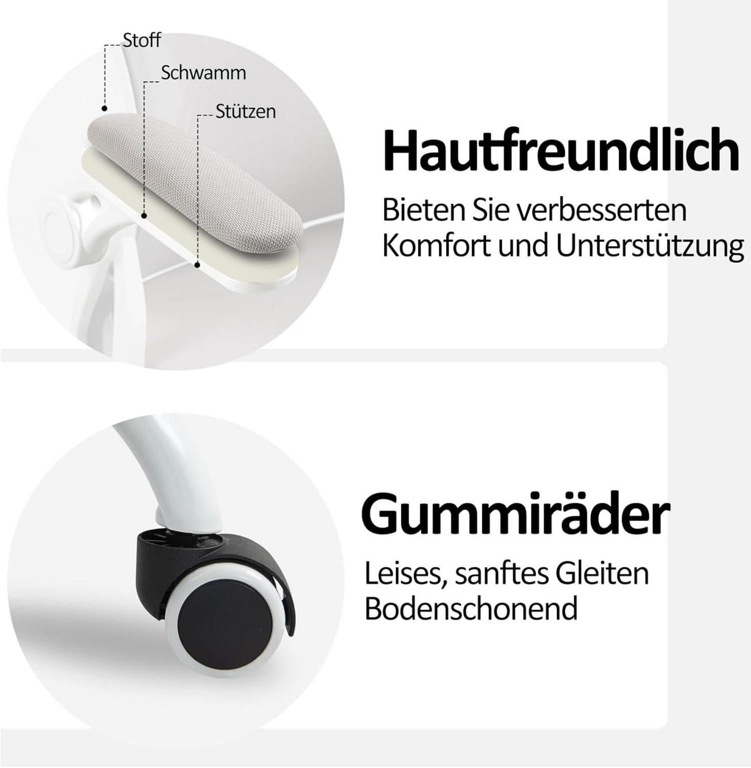 Ergonomischer Bürostuhl mit Kopfstütze Lendenstütze Armlehne