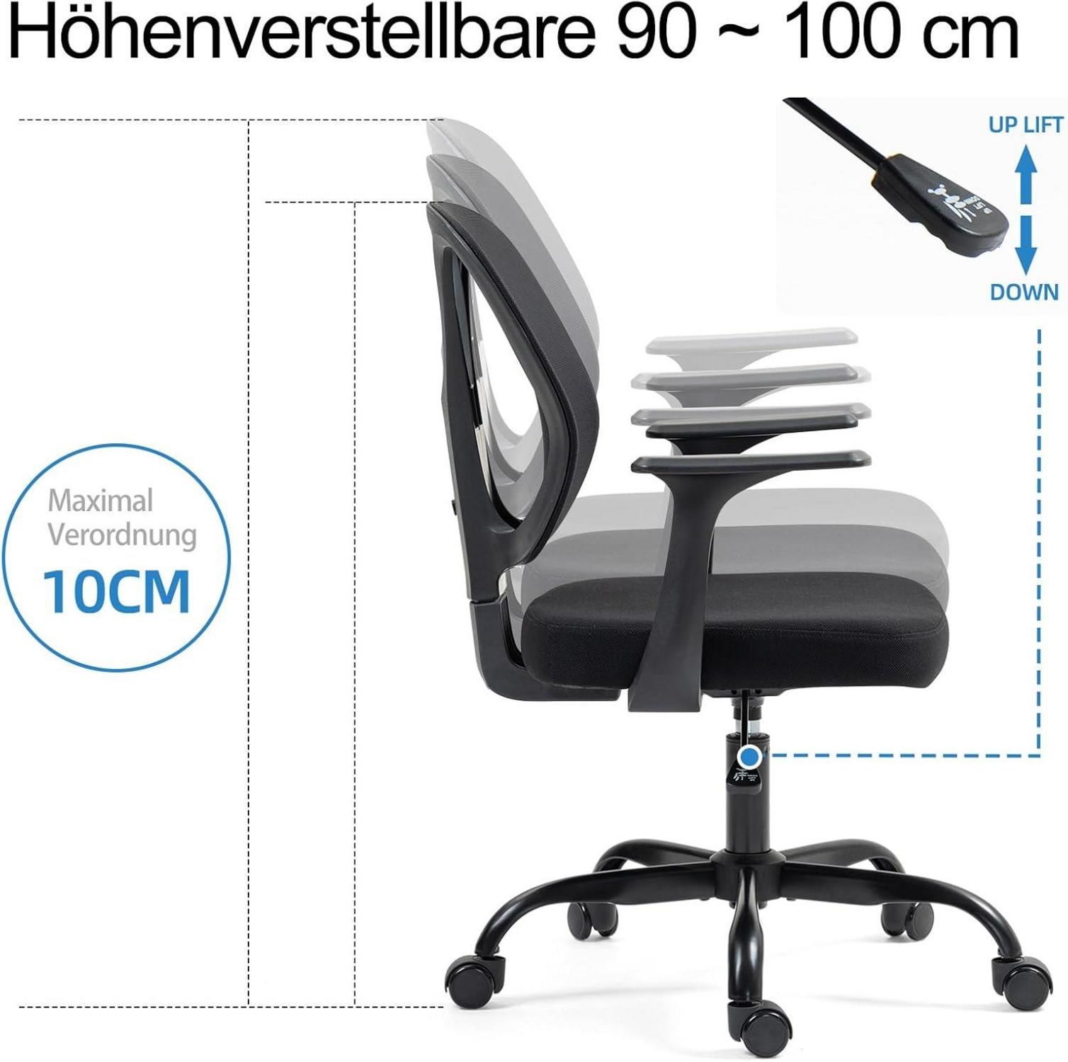 Ergonomischer Ahua Bürostuhl mit Lordosenstütze und Armlehnen