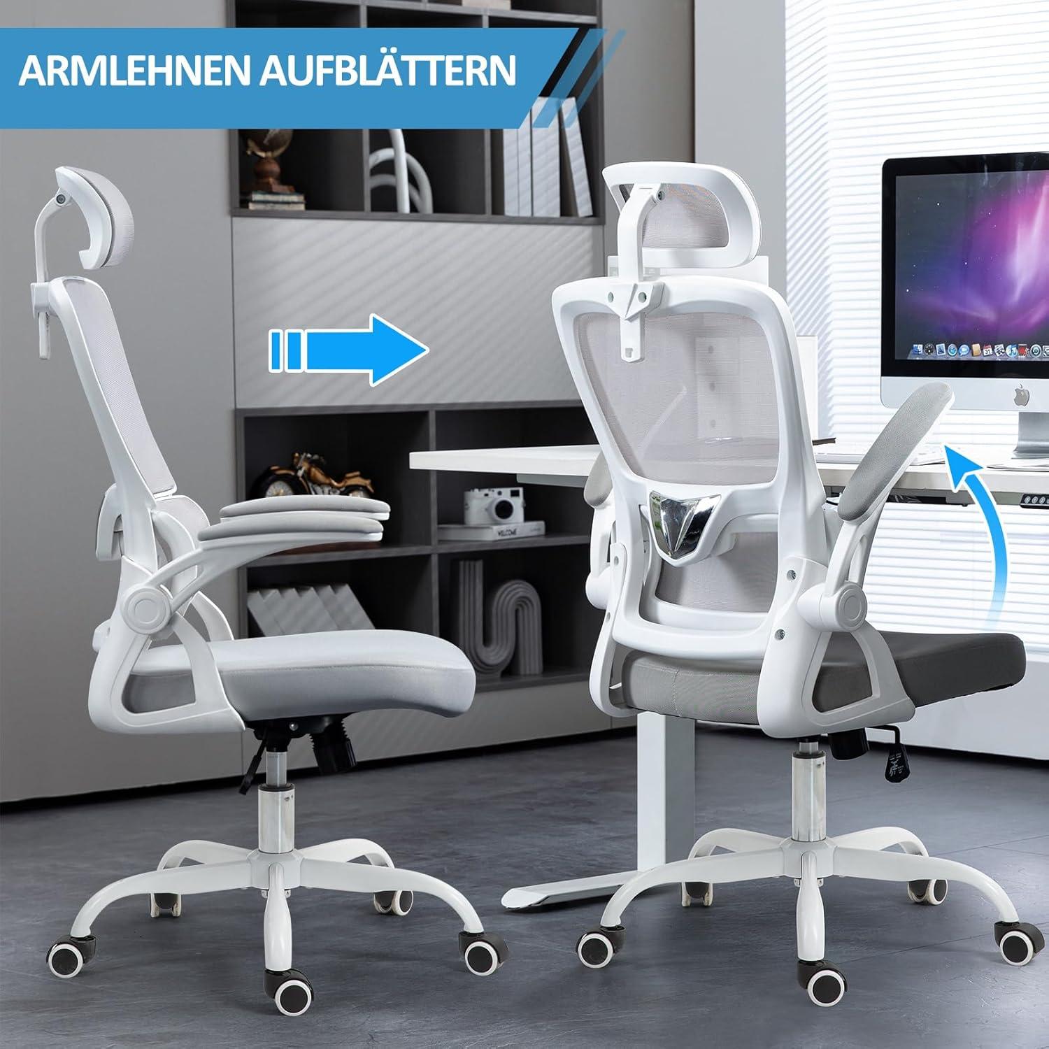Ahua Ergonomischer Bürostuhl mit Lordosenstütze und verstellbarer Kopfstütze