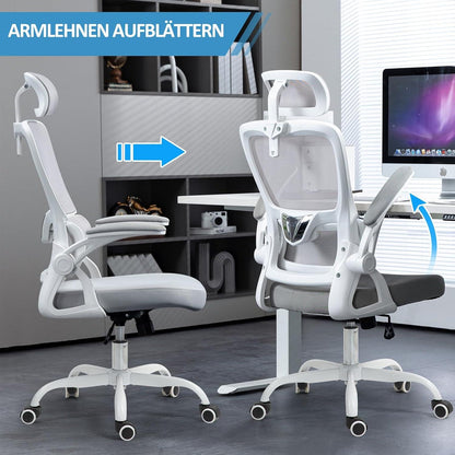 Ahua Ergonomischer Bürostuhl mit Lordosenstütze und verstellbarer Kopfstütze