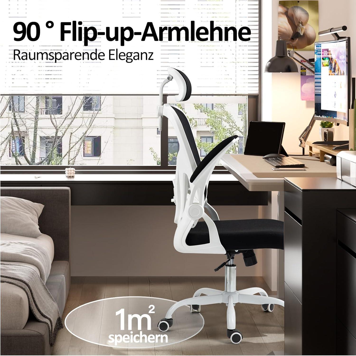 Ergonomischer Bürostuhl mit verstellbarer Kopfstütze und Lendenstütze
