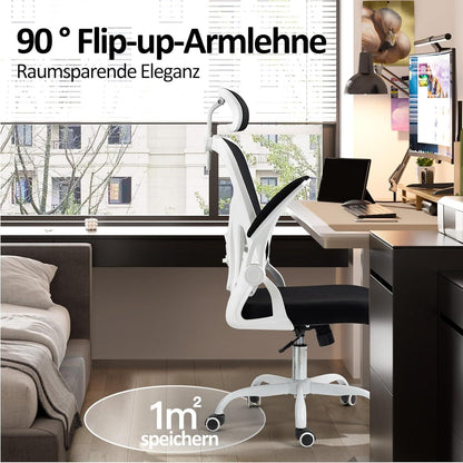 Ergonomischer Bürostuhl mit verstellbarer Kopfstütze und Lendenstütze