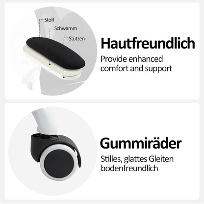 Ergonomischer Bürostuhl mit Verstellbarer Kopfstütze Lendenstütze Flip-Up Armlehne