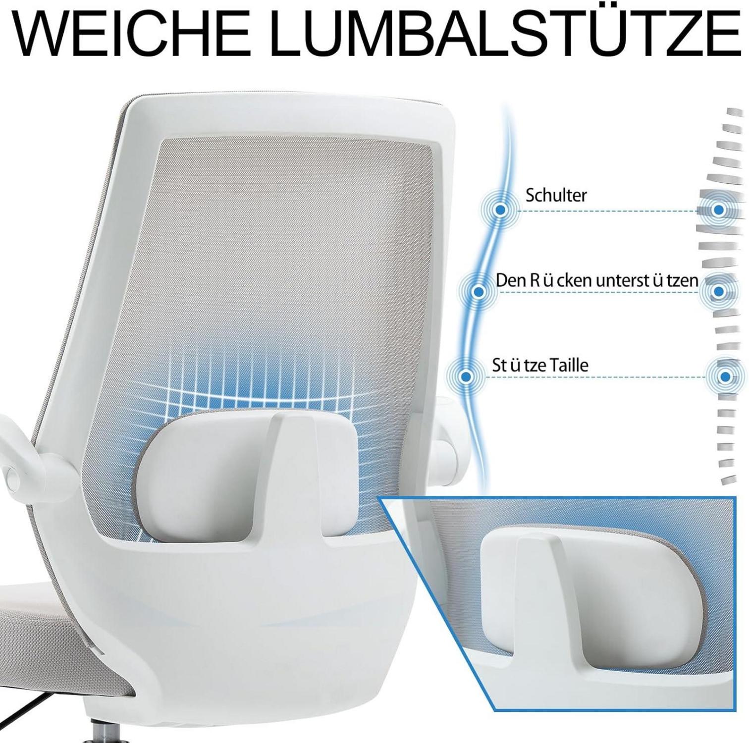 Bequemer Bürostuhl mit Lordosenstütze, höhenverstellbare Armlehnen