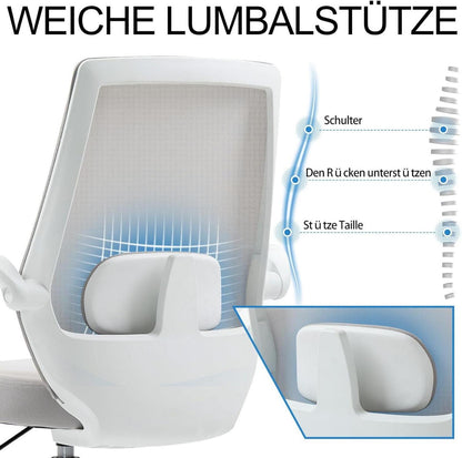 Bequemer Bürostuhl mit Lordosenstütze, höhenverstellbare Armlehnen