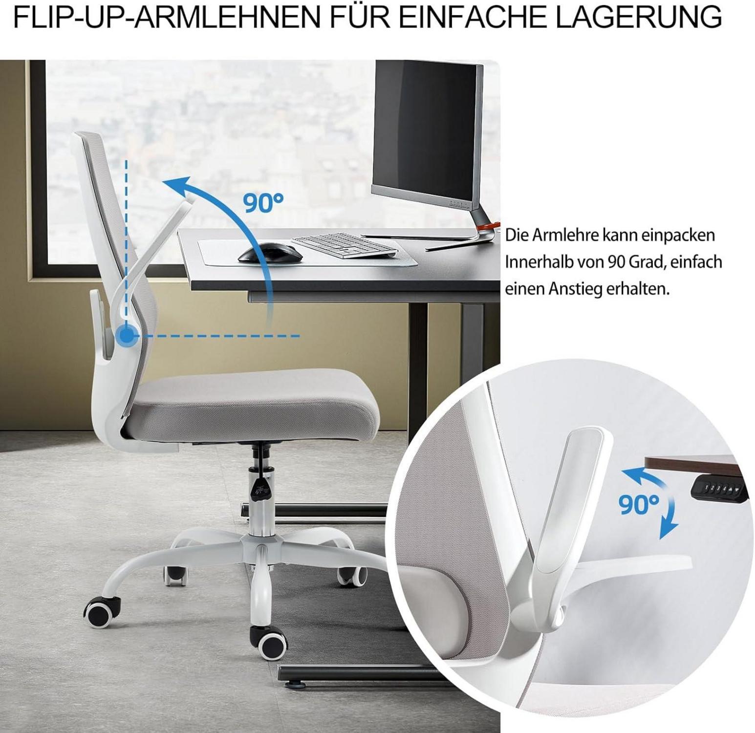 Ahua Schreibtischstuhl Bürostuhl mit Lordosenstütze höhenverstellbar