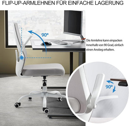 Ahua Schreibtischstuhl Bürostuhl mit Lordosenstütze höhenverstellbar
