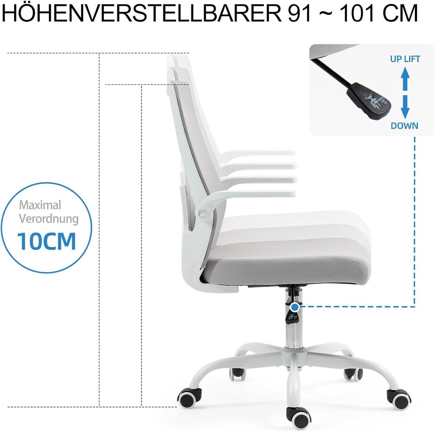 Ahua Bürostuhl Lordosenstütze Armlehnen Sitzhöhe Blau