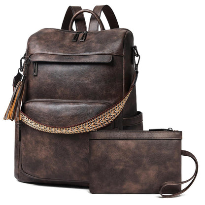 Rucksack Damen Laptopfach 15,6 Zoll Wasserdicht Business in Lederoptik
