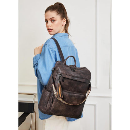 Rucksack Damen Laptopfach 15,6 Zoll Wasserdicht Business in Lederoptik
