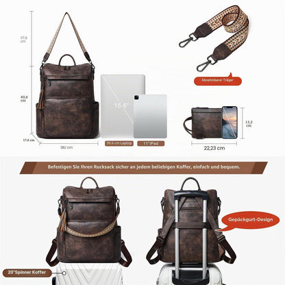 Rucksack Damen Laptopfach 15,6 Zoll Wasserdicht Business in Lederoptik