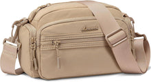 Damen Umhängetasche Crossbody Bag mit vielen Fächern in Khaki