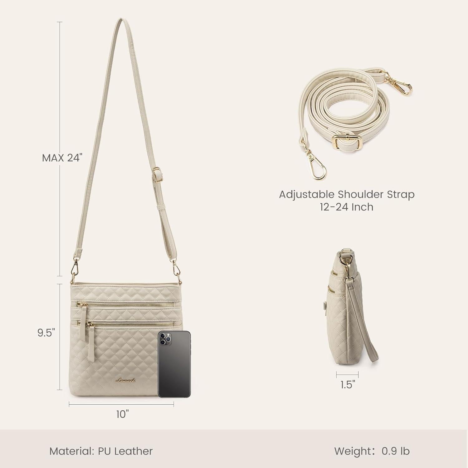 Damen Crossbody Bag PU Leder Umhängetasche Beige