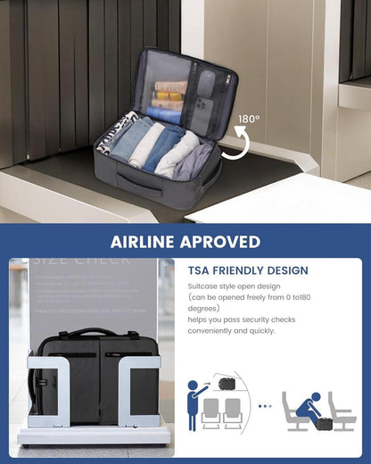 Handgepäck Rucksack Flugzeug Damen Herren 40x30x20 14 Zoll Laptop Grau