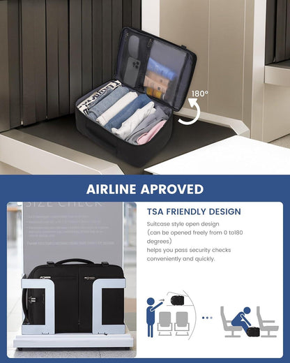 LOVEVOOK Handgepäck Rucksack 45x36x20 Flugzeug Reiserucksack USB 32L Schwarz
