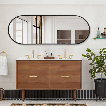 Ovaler Wandspiegel Schwarz 120x40cm – Badezimmer & Co.