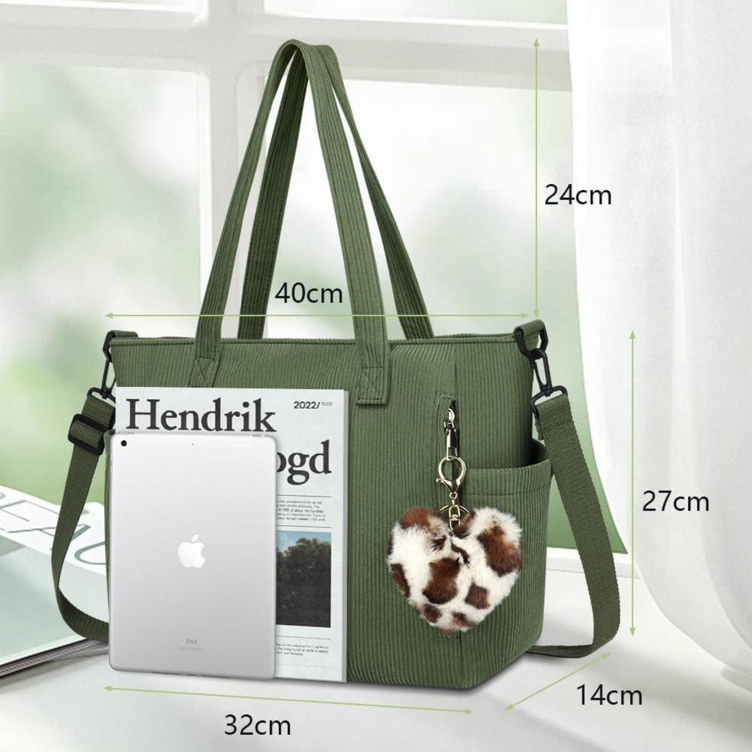 Damen Cord Handtasche Groß Tote Bag Umhängetasche Shopper