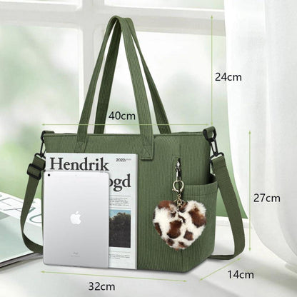 Damen Cord Handtasche Groß Tote Bag Umhängetasche Shopper