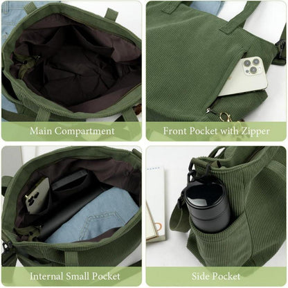 Damen Kord Handtasche Tote Bag Schultertaschen Shopper Beuteltasche