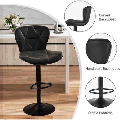 Barhocker 4er Set Höhenverstellbar mit Rückenlehne Schwarz