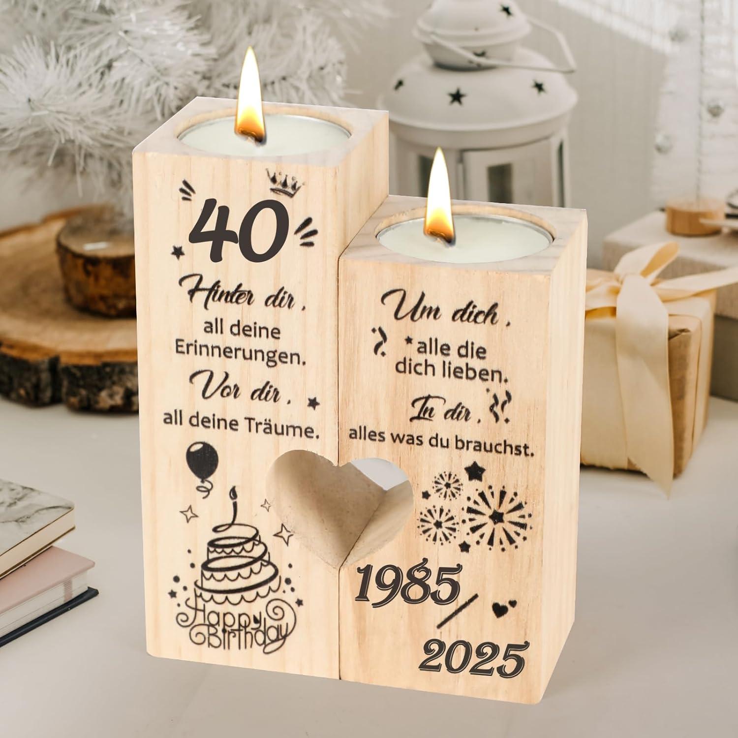 Deko 40 Geburtstag Frau Geschenk Kerzenständer 1985 2025 Mama