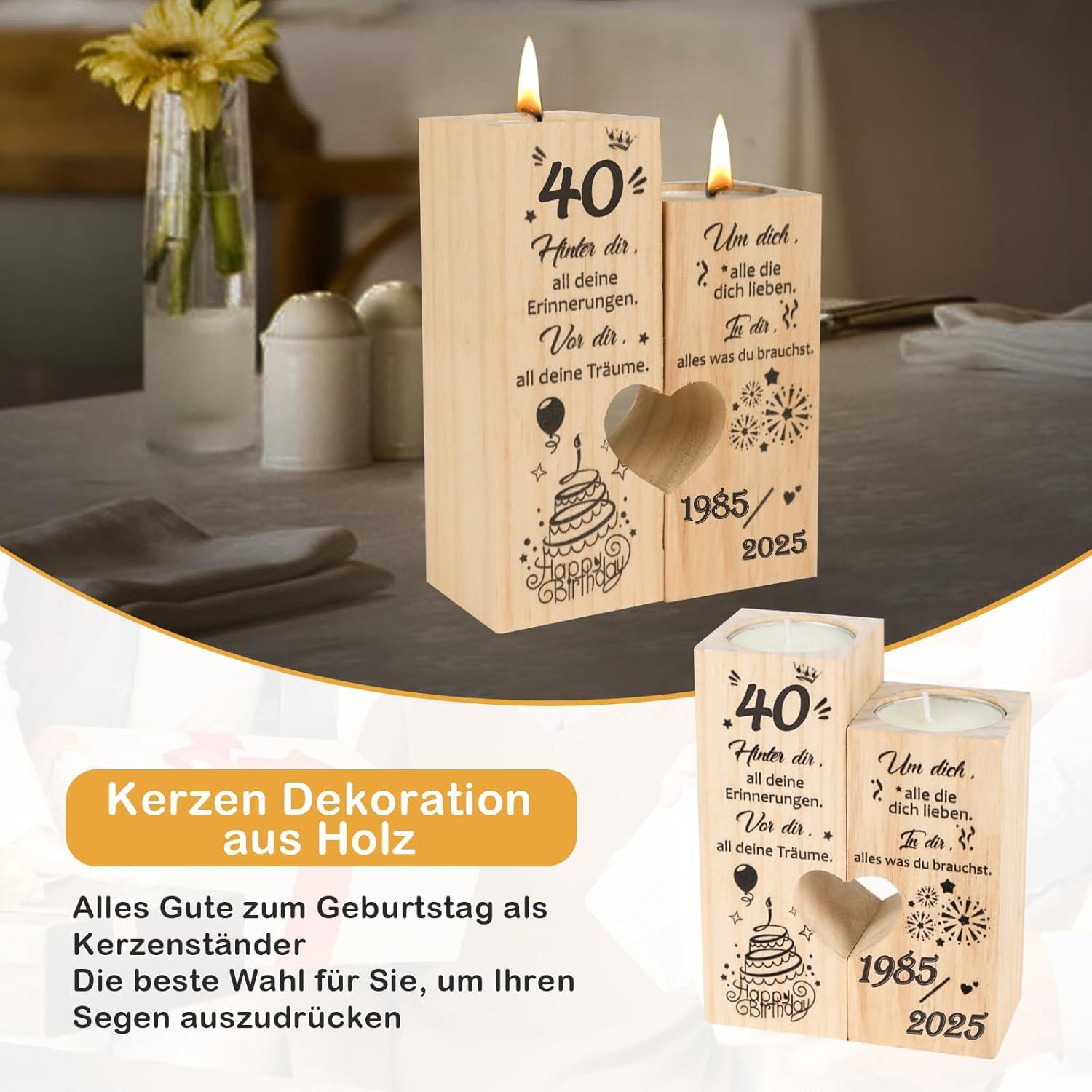 Deko Kerzenständer Geburtstag 40 Frau 1985 2025 Mama Schwester