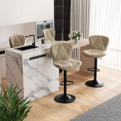 Barhocker 4er Set Khaki, höhenverstellbar mit Rückenlehne