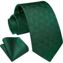 Krawatten-Set Herren mit Einstecktuch, kariert, grün
