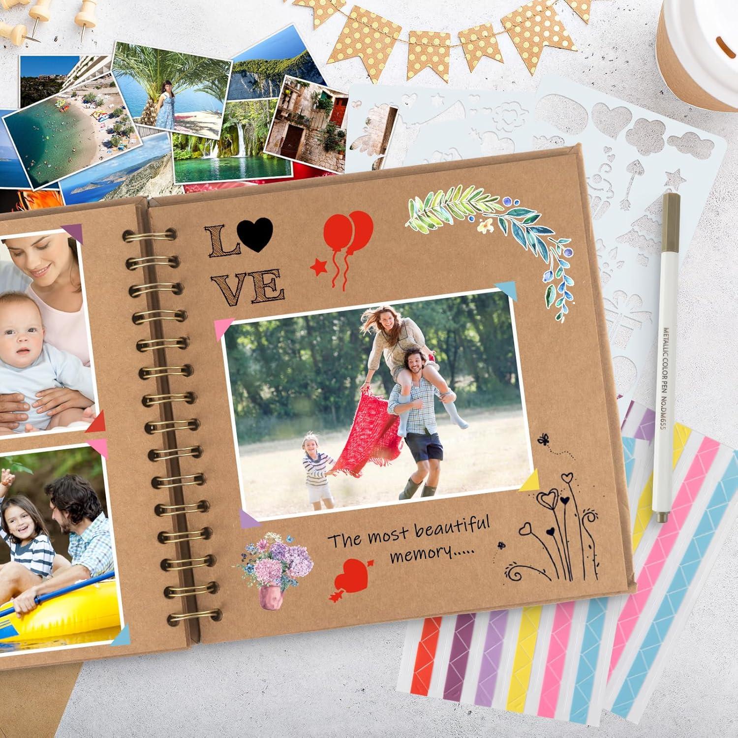 Fotoalbum DIY Scrapbook Album 24x24cm Spiralalbum 80 Seiten Hochwertiges Fotobuch