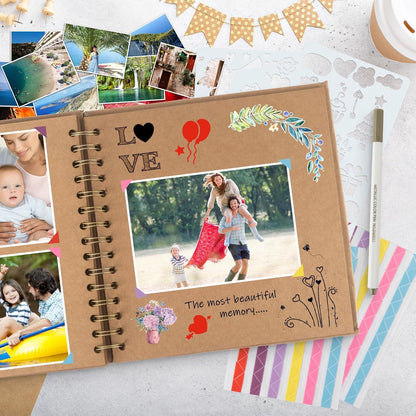 Fotoalbum DIY Scrapbook Album 24x24cm Spiralalbum 80 Seiten Hochwertiges Fotobuch