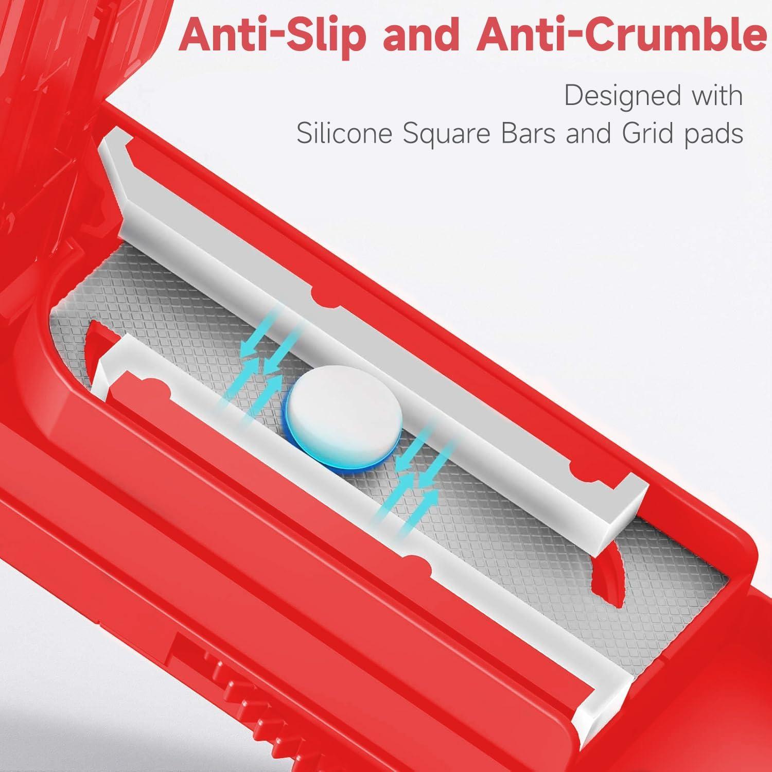 Tablettenteiler für Kleine Tabletten Rosa inkl. Pinsel und Pinzette