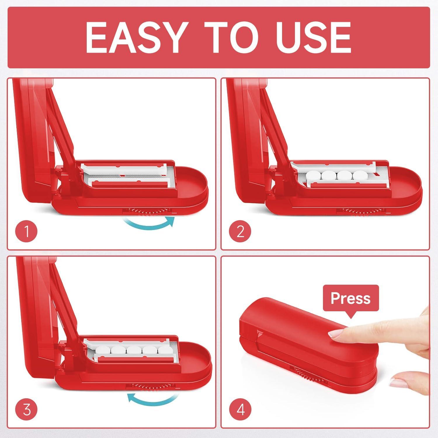Tablettenteiler für Kleine Tabletten - Pillenschneider mit Pinsel und